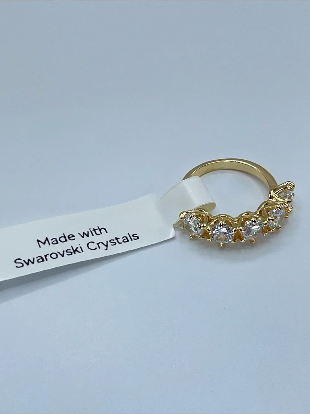 Swarovski Crystal Elements White Crystal Half Eternity Band Ring Sz 6 Glam